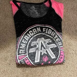 American Fighter Black and Pink Logo Tee